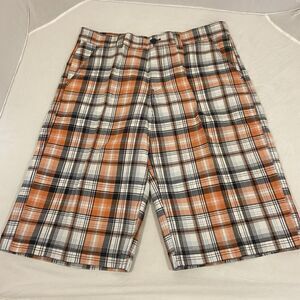 Men's Size 36 Baggy Skater Hip Hop Shorts Vintage Y2K Southpole Orange Plaid